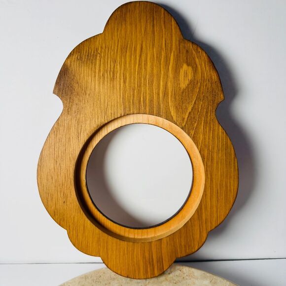 Vintage Handpainted Artisan Ornate Wooden Hanging Wall Frame Mirror Floral - Picture 7 of 7